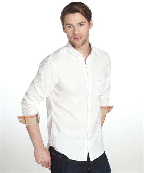 men's burberry long sleeve button up|burberry white long sleeve shirt.